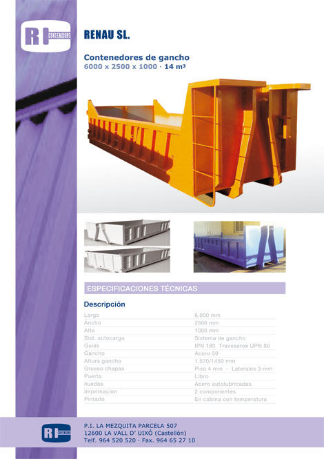 contenedor de gancho 14 m3