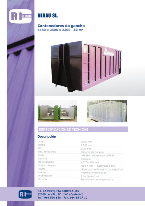 contenedor de gancho 30 m3