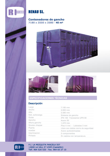 contenedor de gancho 40m3