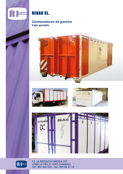 contenedores de gancho cajas de ganado